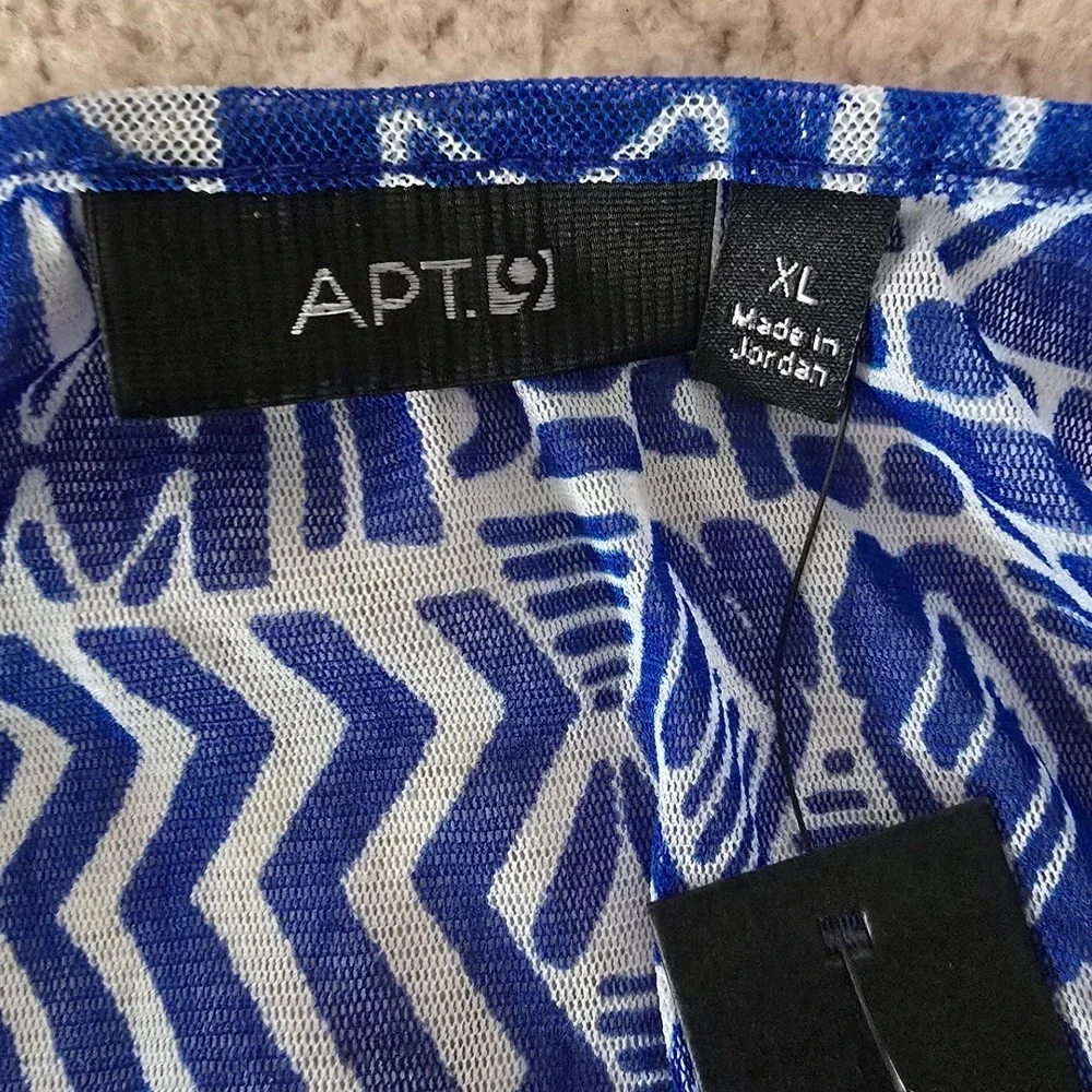 Apt 9 Womens XL Blue‎ White Geometric Layered Bubble Hem Blouse with Camisole